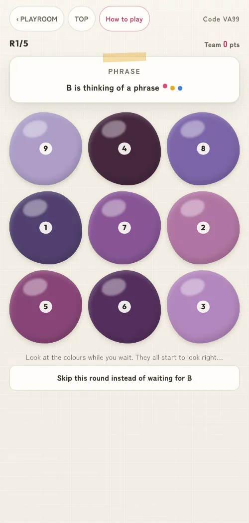 PALETTE gameplay screen